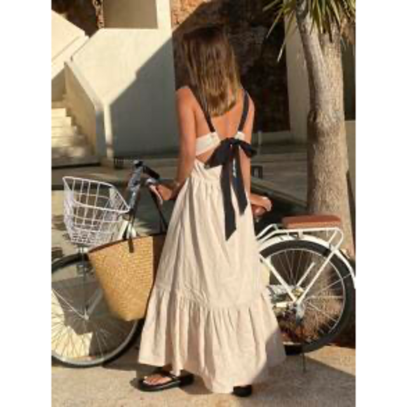 DAZY Dresses & Skirts - DAZY Western Style Contrast Color Stitching Tie Knot Holiday Beach Suspender Ski